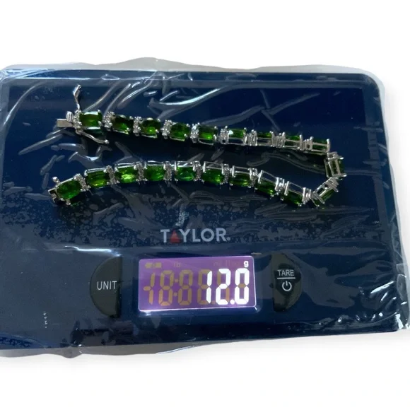 DK925 Stainless steel Emerald Green Tennis Bracelet